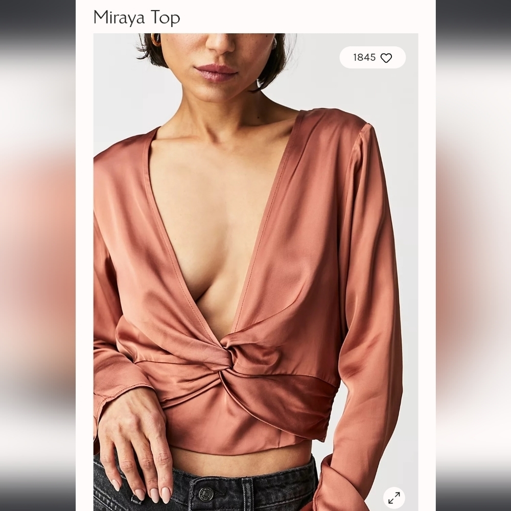 Sz M Free People Miraya Silky Top in Champagne